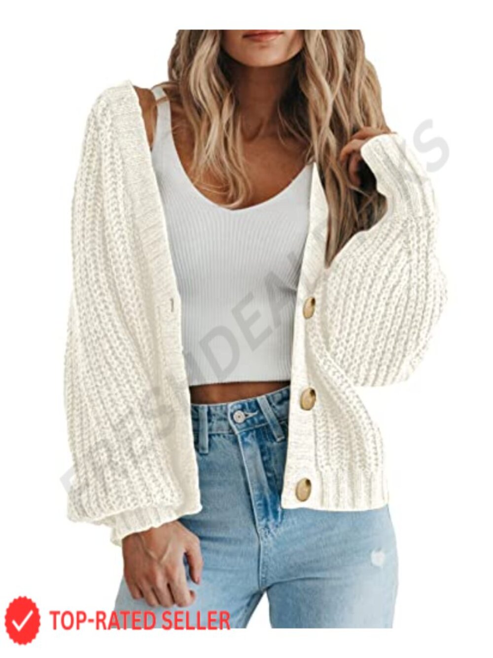 Chunky Knit Open Front Cardigan Button Down V Neck Long Sleeve Slouchy Oversized